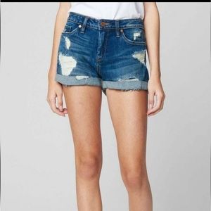 Blank NYC High-rise Roll Up Distressed Denim Jean Shorts